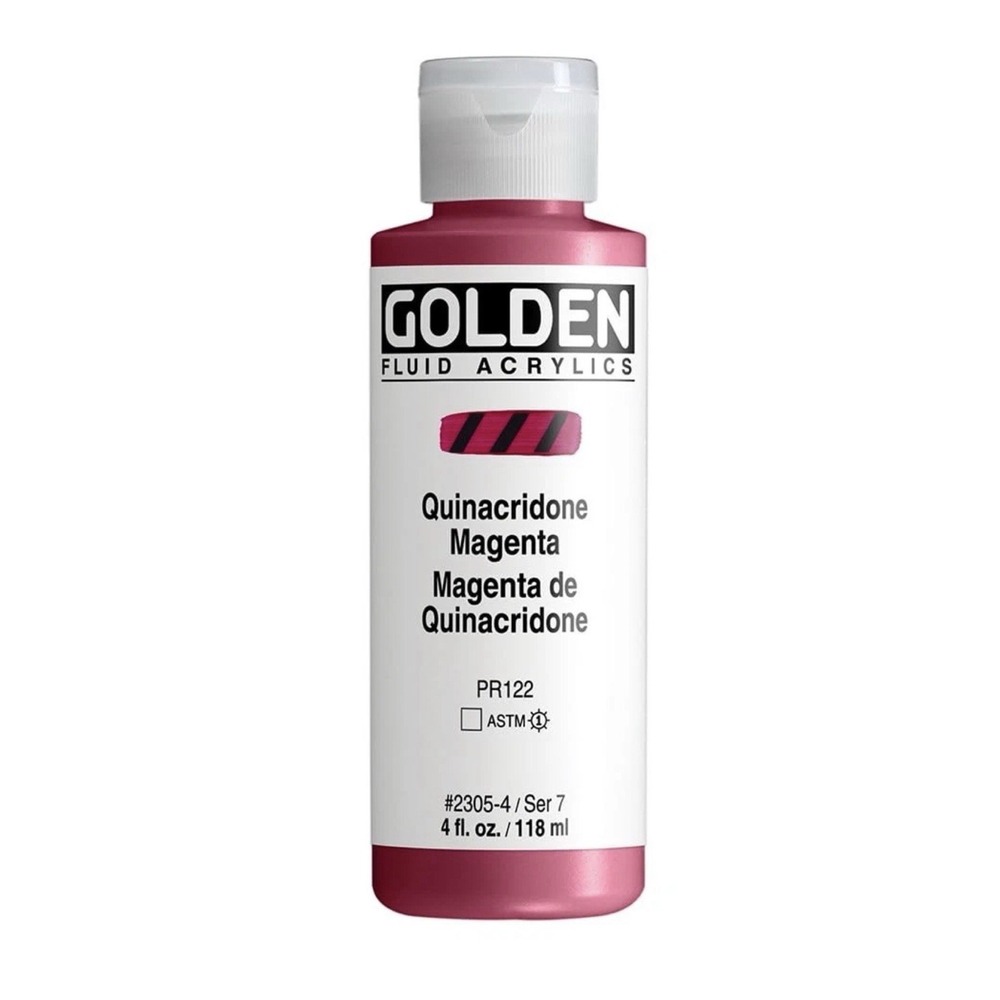 GOLDEN Fluid Acrylics Quinacridone Magenta 4 fl. oz Transparent Professional